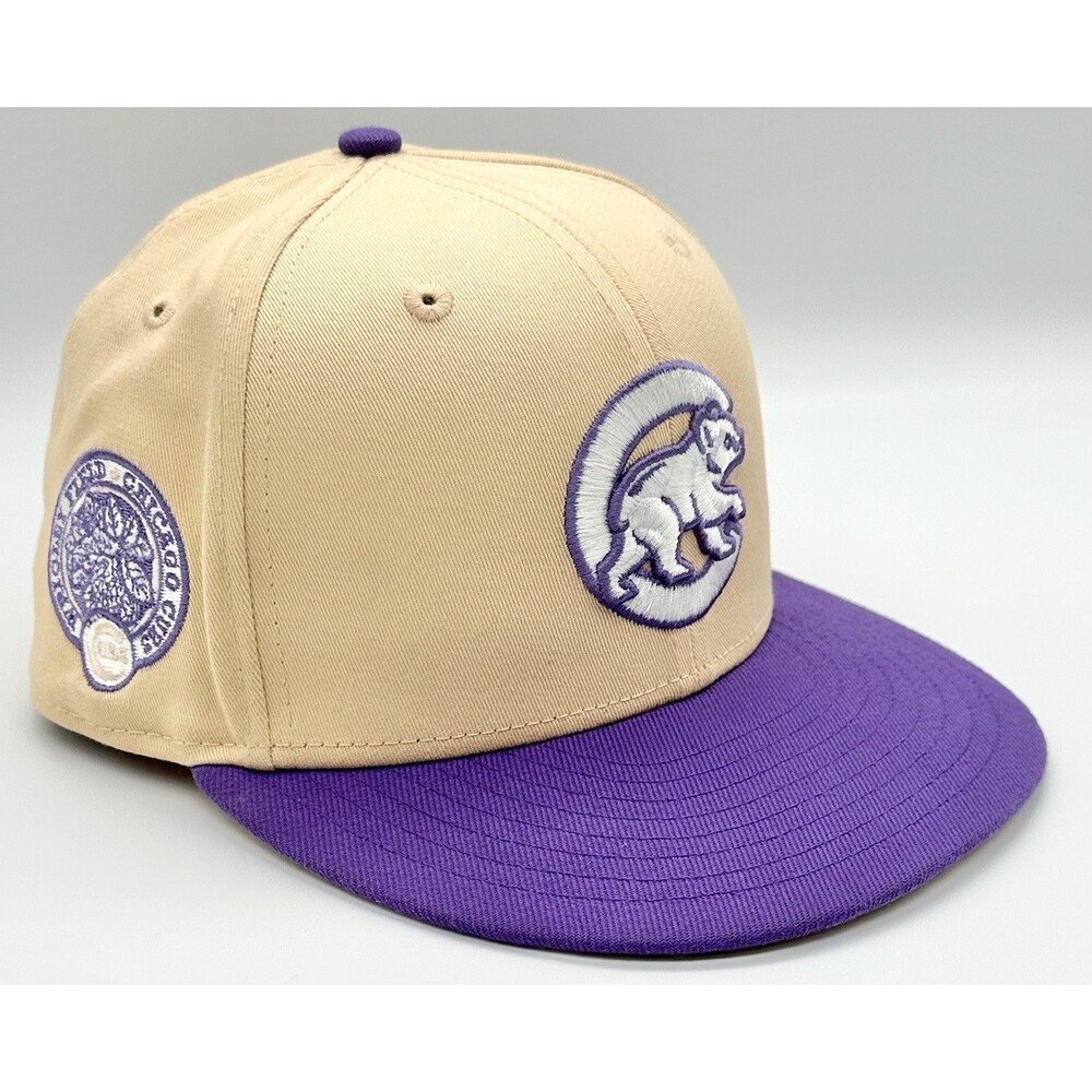 New Era5 9FIFTY Chicago Cubs Wrigley Field Sz 6 7/8 Tan Purple Hat Baseball Cap